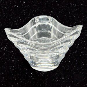 Tipperary Clear Crystal Candle Holder Clear Bowl Dish Marked 5”W 3”T